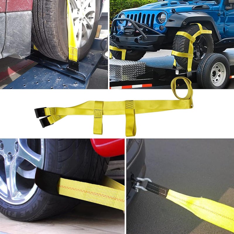 Bang4buck 2 Pieces Tow Dolly Straps  Universal Adjustable Tie Down Tow Straps 18"" to 22"" Rim Size Fits for Demco Kar Kaddy Dollys with 2 Flat Hooks - Image 5